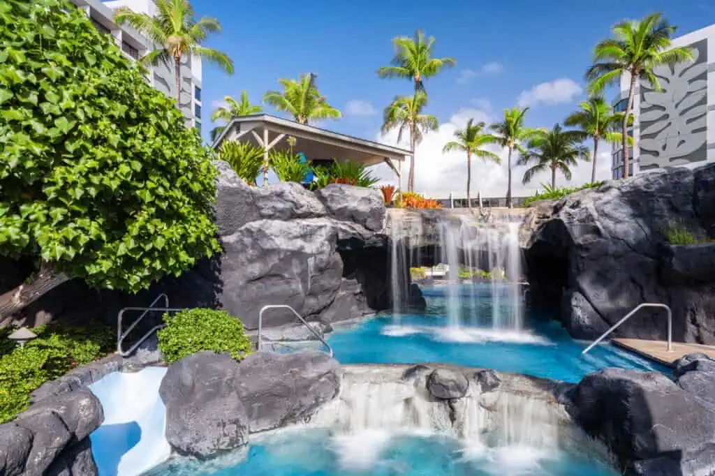 Pool with waterfall