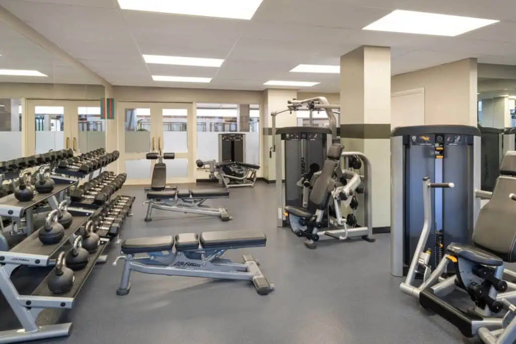 Weight machines, bench, free weights