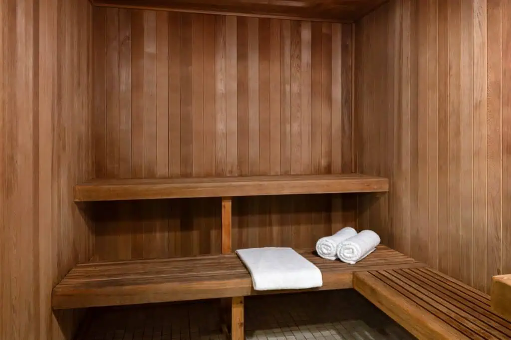Sauna room with towels
