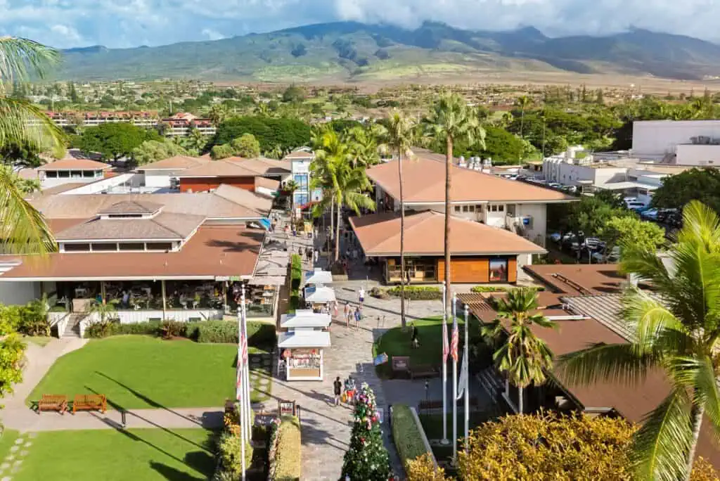 Shops and restaurants in Lahaina, Maui