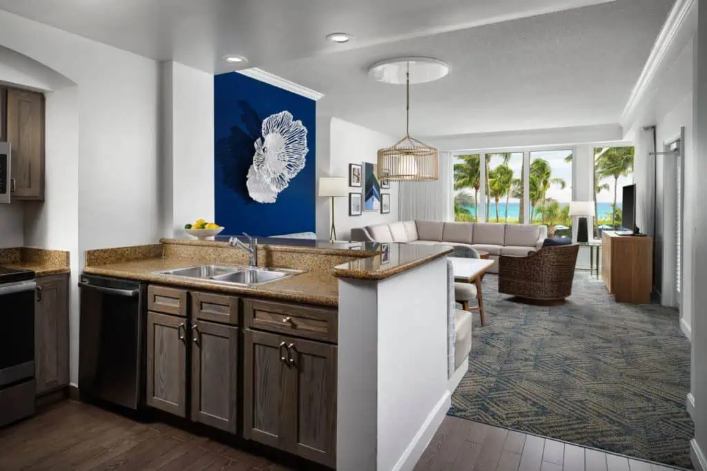 Oceanfront Two & Three-Bedroom Villa Living Area