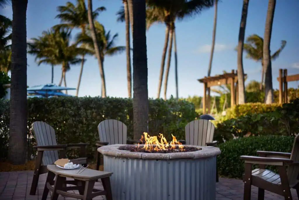 Fire pit, chairs and marshmallows, graham crackers